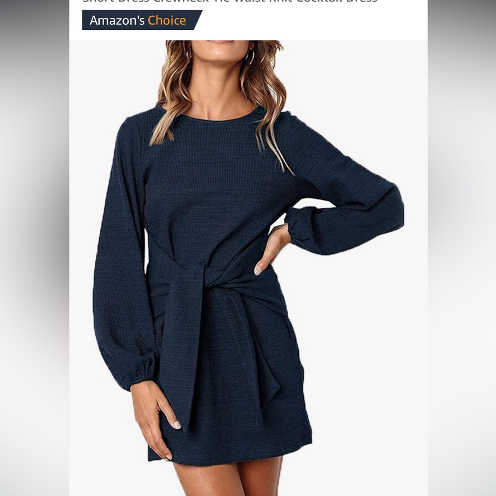 Navy blue medium pretty garden women’s wrap around dress lovingly worn size L